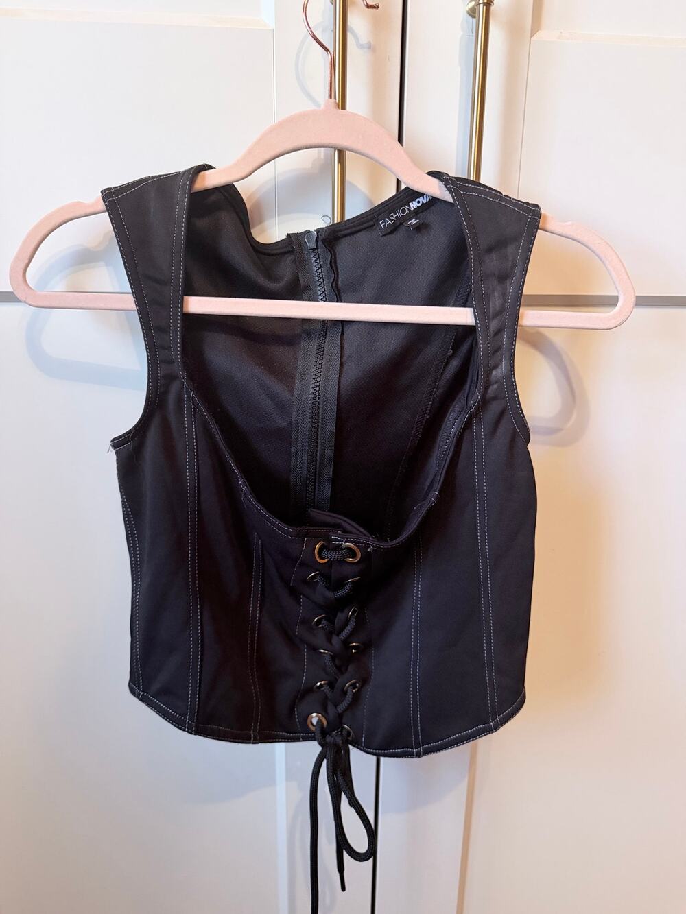 black front tie vest top
